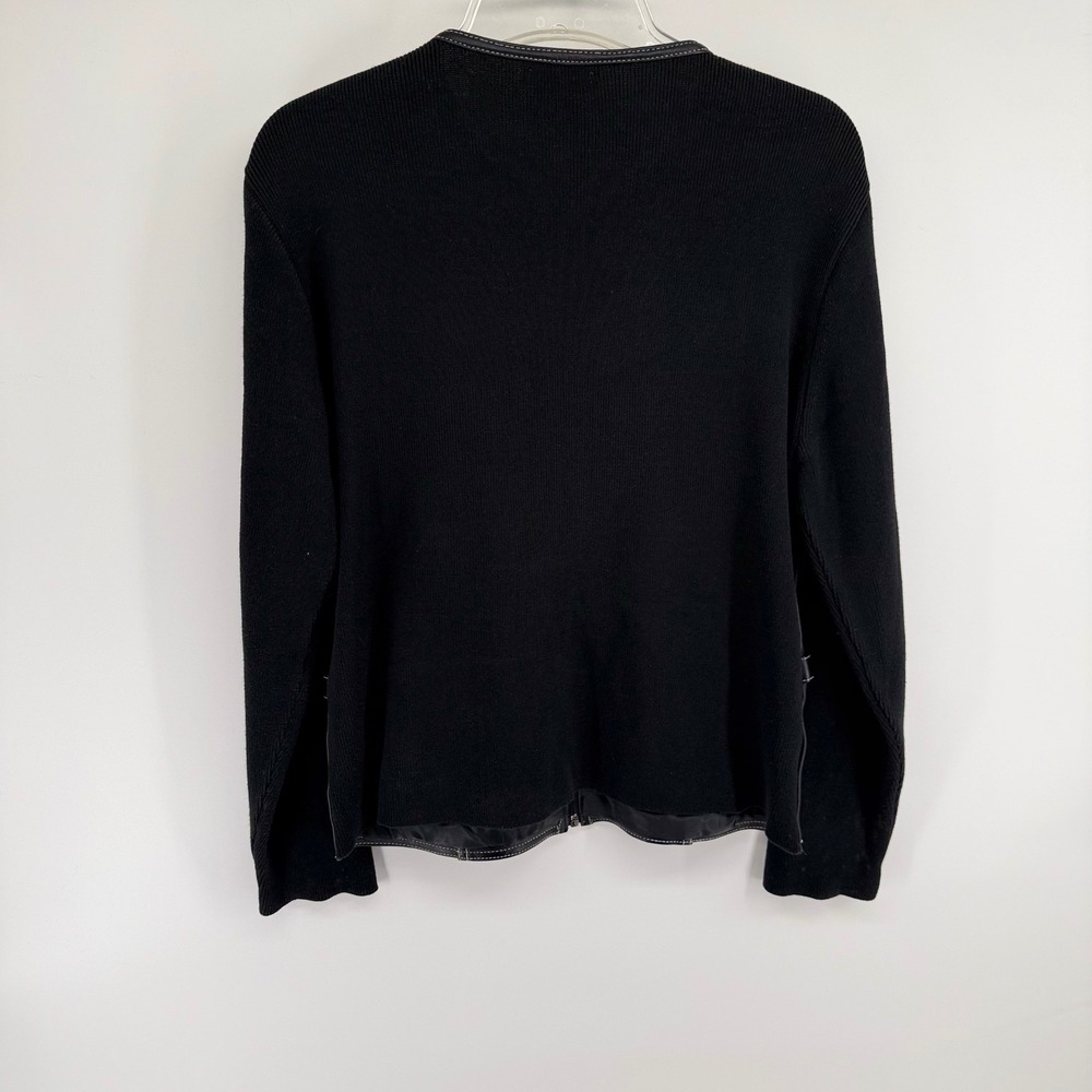 Vintage Escapade Womens Black Leather Knit Mixed Media Zip Front Jacket Size L - Picture 6 of 6